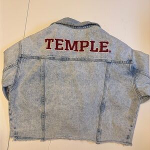 Temple University Embroidery Cropped Denim Jacket
